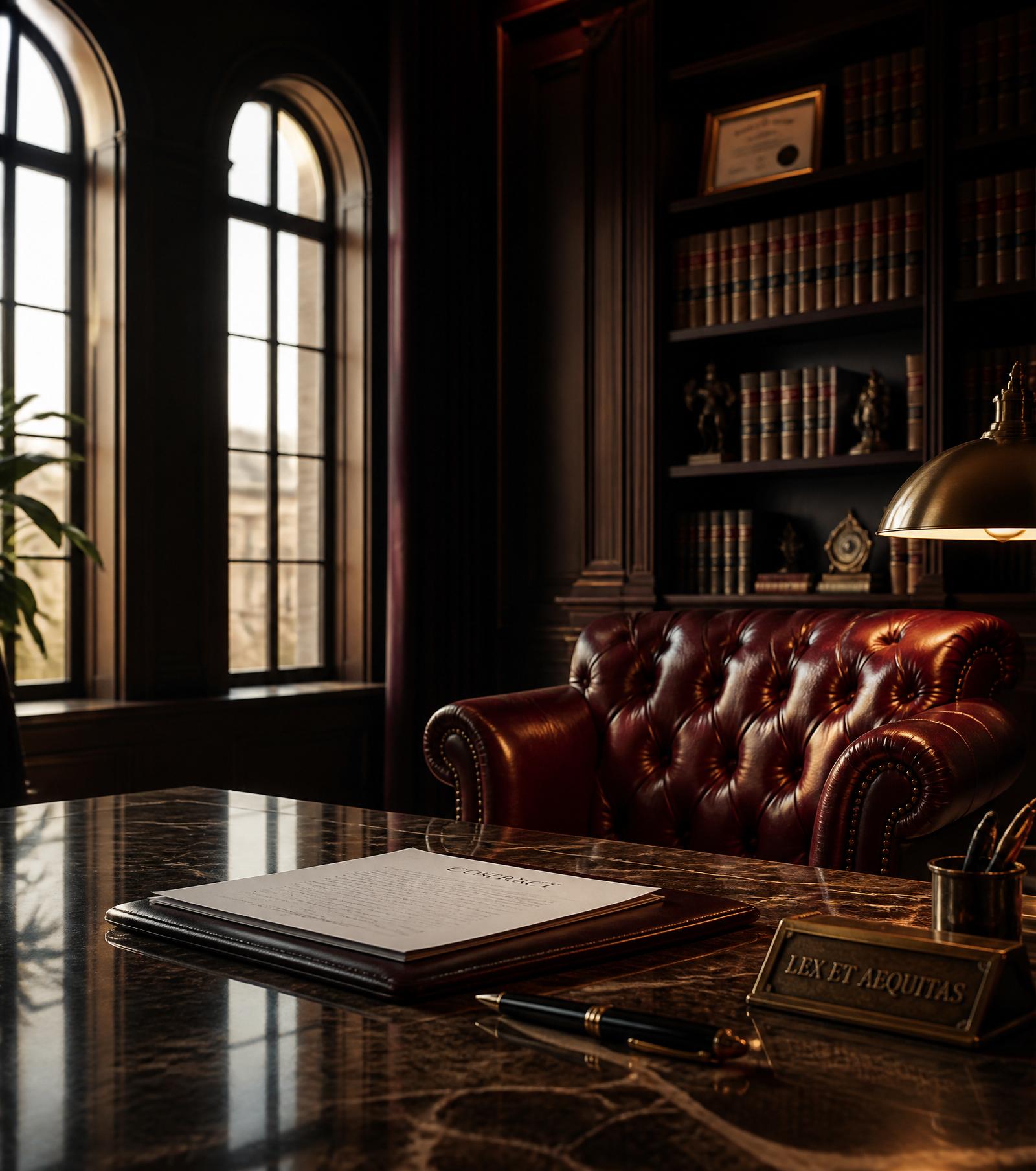 Escritório de advocacia com biblioteca jurídica